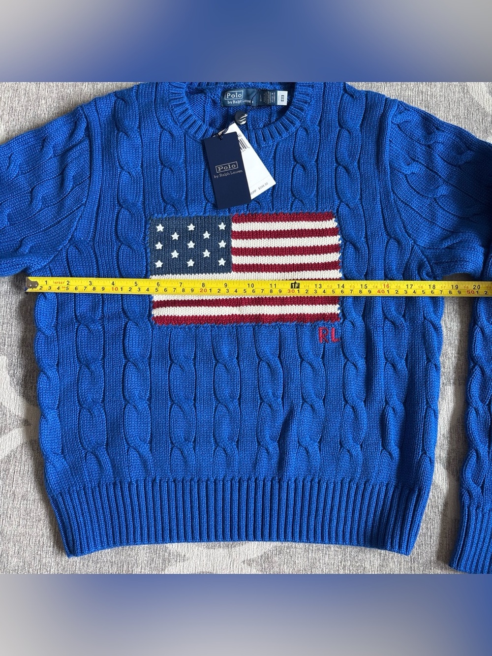 NWT Polo Ralph Lauren Flag Cable Knit Cropped Sweater New - Picture 5 of 6